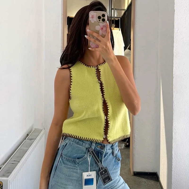 Tornova Contrast Hollow Sweater Vest Women's Sexy Sleeveless Slim Buttons Knitted Top 2026 Summer Fashion Club Party Vest Y2K
Tornova Contrast Hollow Sweater Vest Women's Sexy Sleeveless Slim Buttons Knitted Top 2026 Summer Fashion Club Party Vest Y2K