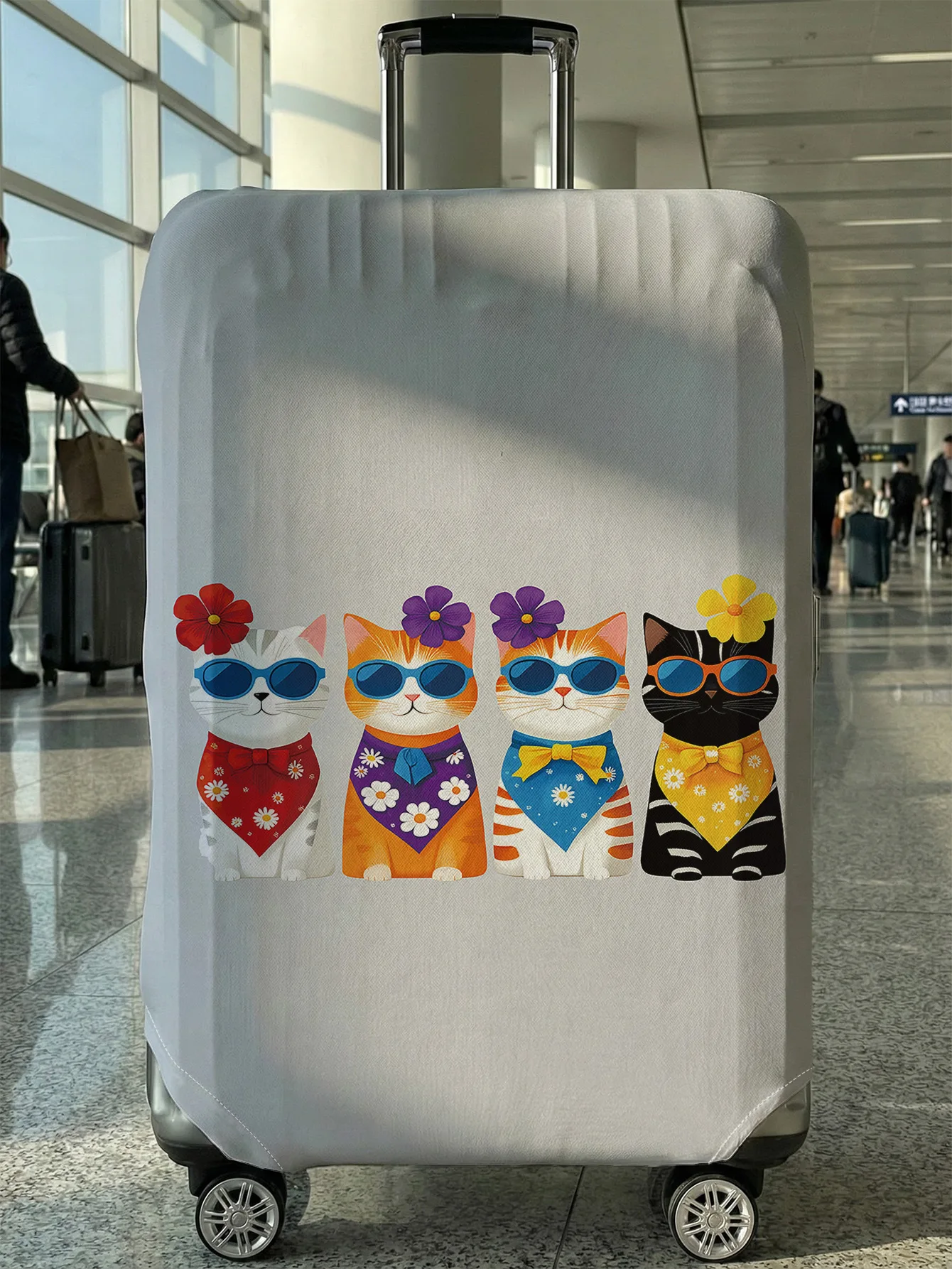 White Base Sunglasses Cat Flower Luggage Cover, Suitable for 18-32 Inch Luggage Cover, Luggage Handle Glove, Travel Accessories
White Base Sunglasses Cat Flower Luggage Cover, Suitable for 18-32 Inch Luggage Cover, Luggage Handle Glove, Travel Accessories