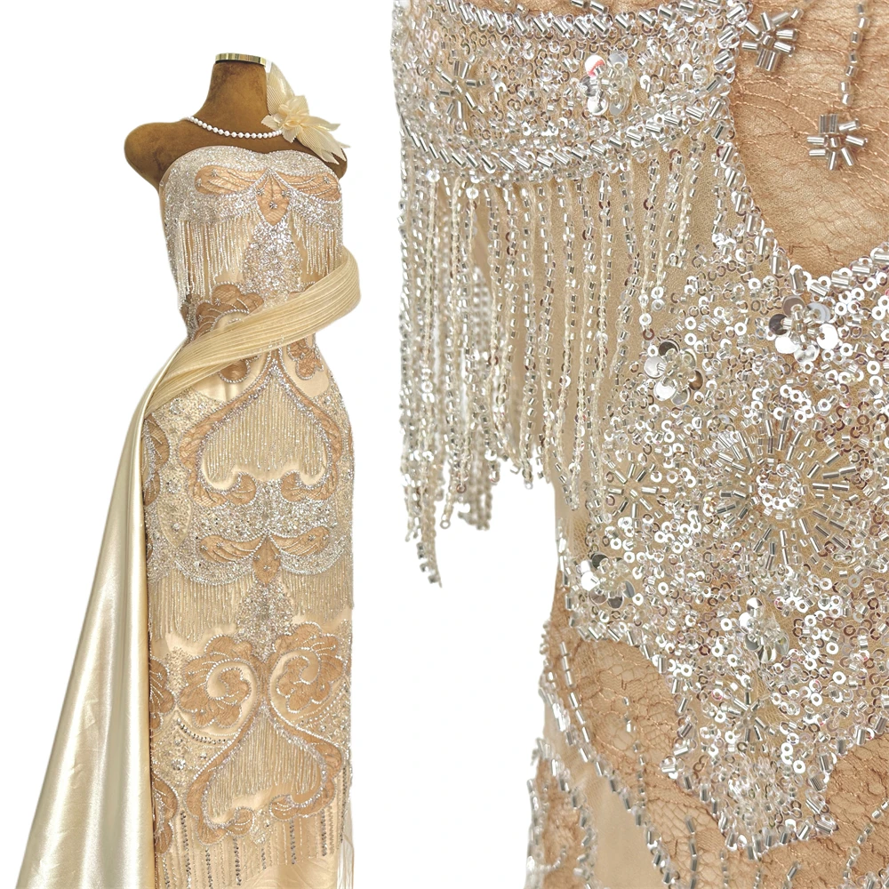 2026 Latest High Quality African Nigerian With Sequins Tulle Sewing Lace Fabric Beaded Embroidery Dresses Women Sequins
2026 Latest High Quality African Nigerian With Sequins Tulle Sewing Lace Fabric Beaded Embroidery Dresses Women Sequins