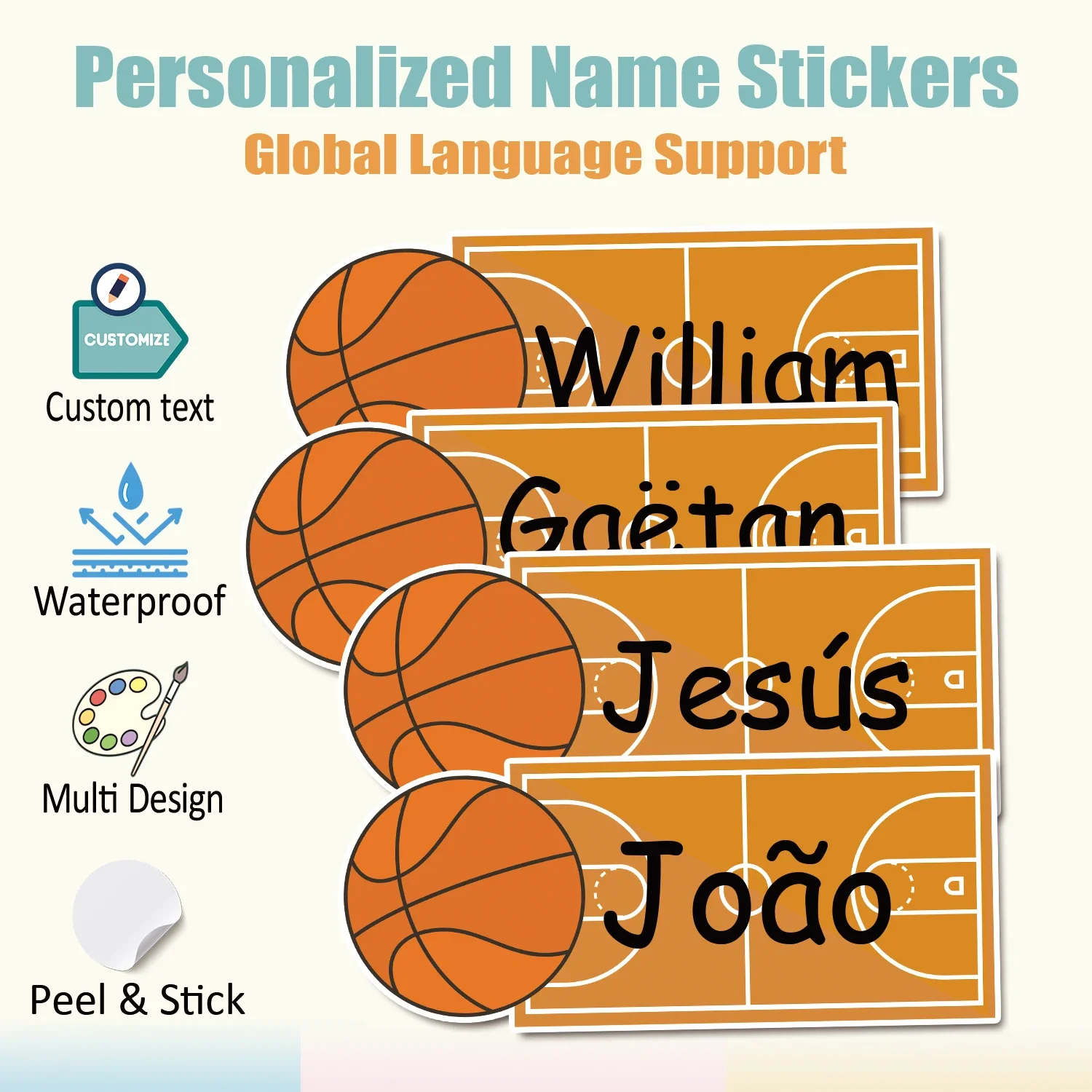 Shaped Basketball Personalized Name Labels Custom Waterproof Stickers Stick on Tag Kids Teacher Parents School Daycare Camp Pack
Shaped Basketball Personalized Name Labels Custom Waterproof Stickers Stick on Tag Kids Teacher Parents School Daycare Camp Pack