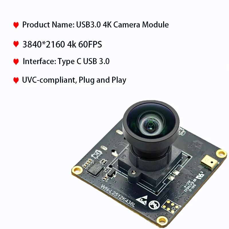 4K 60FPS USB3.0 Camera Module with IMX274 Sensor, Type-C Interface, Plug-and-Play Industrial Camera
4K 60FPS USB3.0 Camera Module with IMX274 Sensor, Type-C Interface, Plug-and-Play Industrial Camera