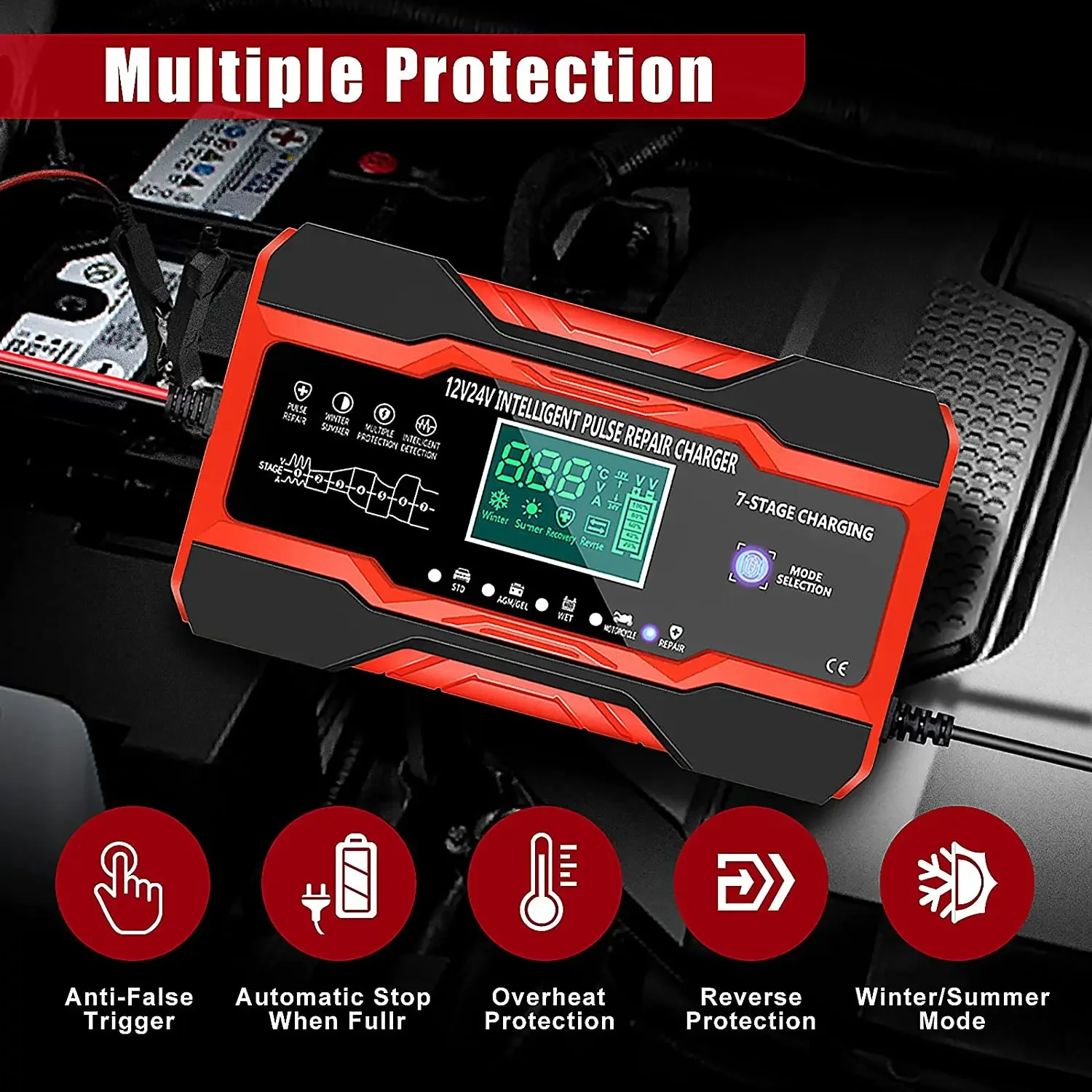 C121 Fully Automatic Smart Fast Charger Motorcycle Car Charger 12V 10A 24V 5A Pulse Repair
C121 Fully Automatic Smart Fast Charger Motorcycle Car Charger 12V 10A 24V 5A Pulse Repair