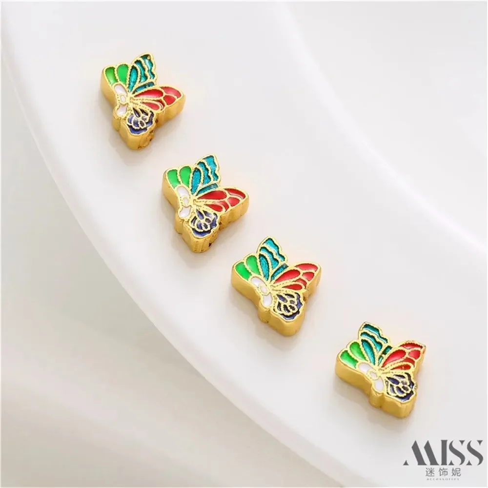 18k Gold Bag Color Oil Drop Butterfly Through-hole Bead Diy Loose Bead Handmade Beaded Bracelet Necklace Jewelry Accessories
18k Gold Bag Color Oil Drop Butterfly Through-hole Bead Diy Loose Bead Handmade Beaded Bracelet Necklace Jewelry Accessories