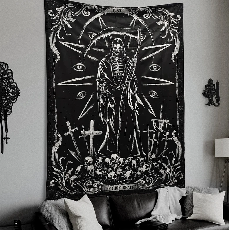 Dark Gothic Satan Skull Background Cloth Metal Band Hanging Cloth Bar Decoration Rock Tattoo Shop Wall Cloth
Dark Gothic Satan Skull Background Cloth Metal Band Hanging Cloth Bar Decoration Rock Tattoo Shop Wall Cloth