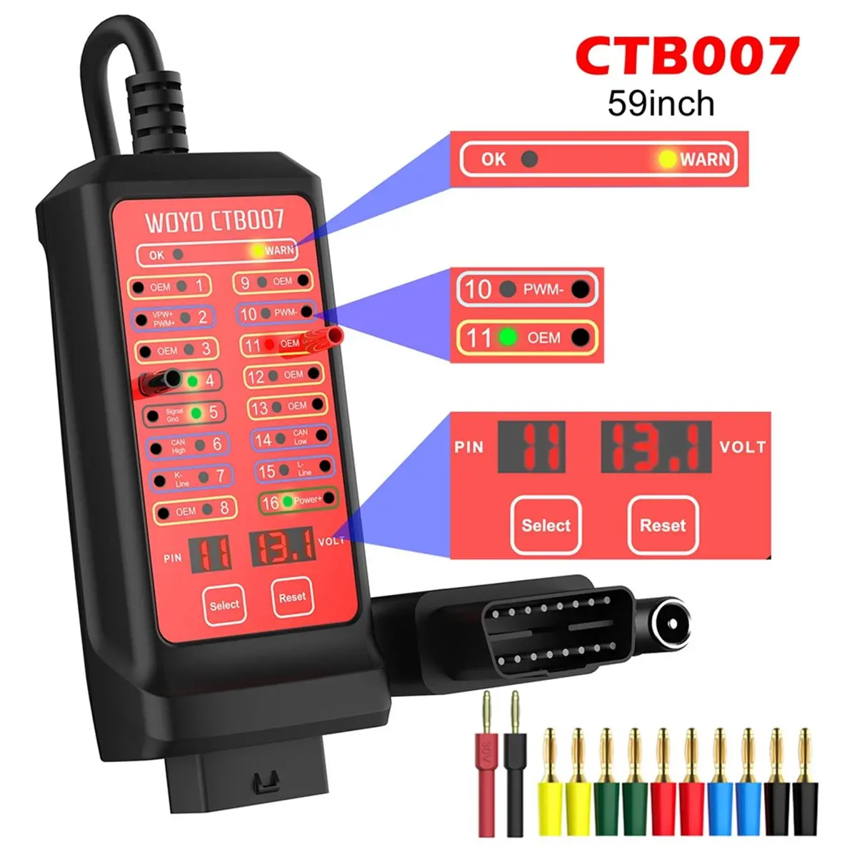 DT38 CTB007 CAN Tester Box 12V 24V OBD2 Breakout Box with 59inch Cable for All Car Automotive Diagnostic Tool
DT38 CTB007 CAN Tester Box 12V 24V OBD2 Breakout Box with 59inch Cable for All Car Automotive Diagnostic Tool