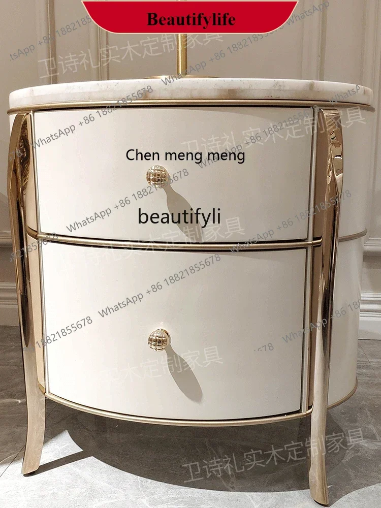 G153 American Light Luxury Quintessence Bedside Table Stainless Steel Titanium Leg Curio Cabinet Bedroom Marble Locker
G153 American Light Luxury Quintessence Bedside Table Stainless Steel Titanium Leg Curio Cabinet Bedroom Marble Locker