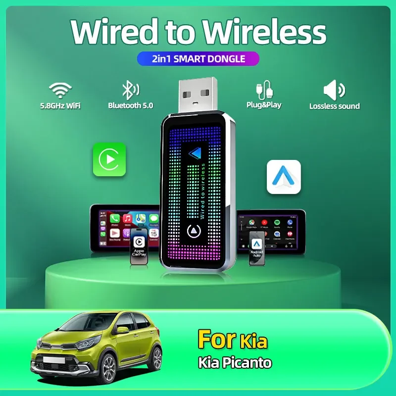 Wired to Wireless Carplay&Android Auto AI Box 2in1 Mini Adapter Plug And Play Dongle Fast Connect Compatible Car For Kia Picanto
Wired to Wireless Carplay&Android Auto AI Box 2in1 Mini Adapter Plug And Play Dongle Fast Connect Compatible Car For Kia Picanto