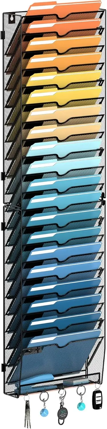 21-Tier Wall File Organizer with Hooks, Mesh Hanging Mail Organizer for Papers, Folders, Office, Black
21-Tier Wall File Organizer with Hooks, Mesh Hanging Mail Organizer for Papers, Folders, Office, Black
