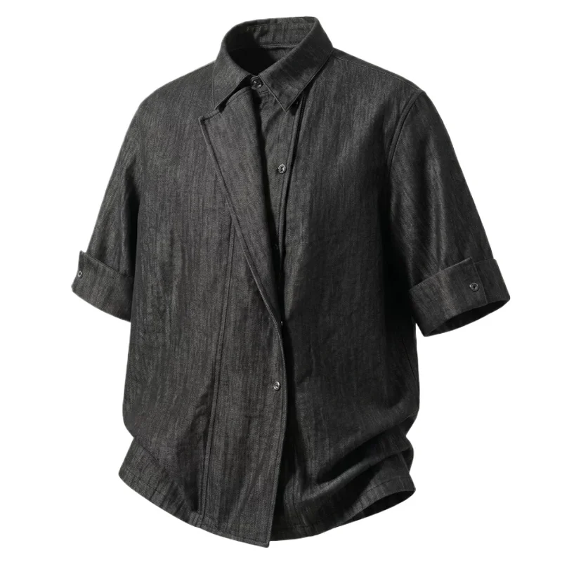 Black Irregular Denim Shirt for Man Top Yamamoto Loose Camisas Streetwear 2026 Vintage Short Sleeve Mens Texture Cowboy Shirts
Black Irregular Denim Shirt for Man Top Yamamoto Loose Camisas Streetwear 2026 Vintage Short Sleeve Mens Texture Cowboy Shirts
