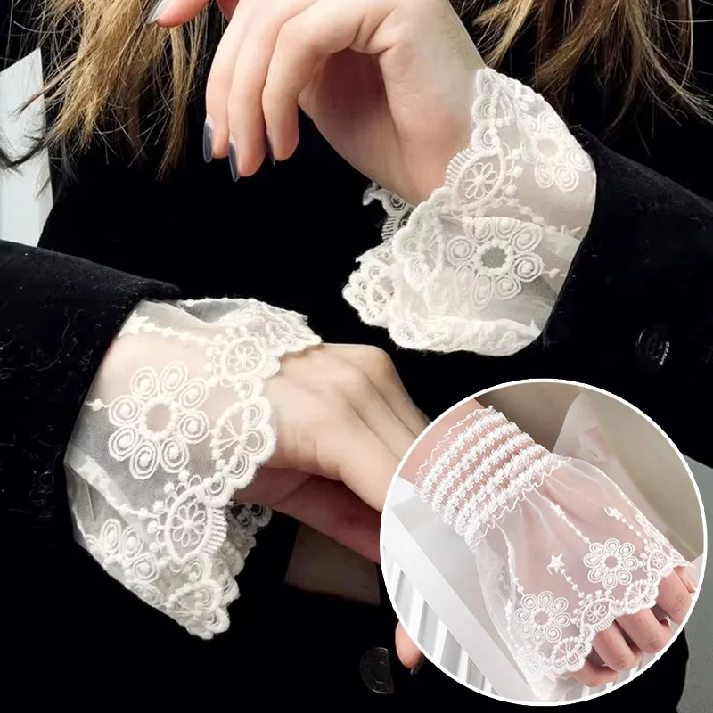 New Sweet Lace Sleeves Detachable Wedding Cuffs for Women Gloves Elegant Flower Mesh Fake Flared Sleeves Wrist Dress Accessories
New Sweet Lace Sleeves Detachable Wedding Cuffs for Women Gloves Elegant Flower Mesh Fake Flared Sleeves Wrist Dress Accessories