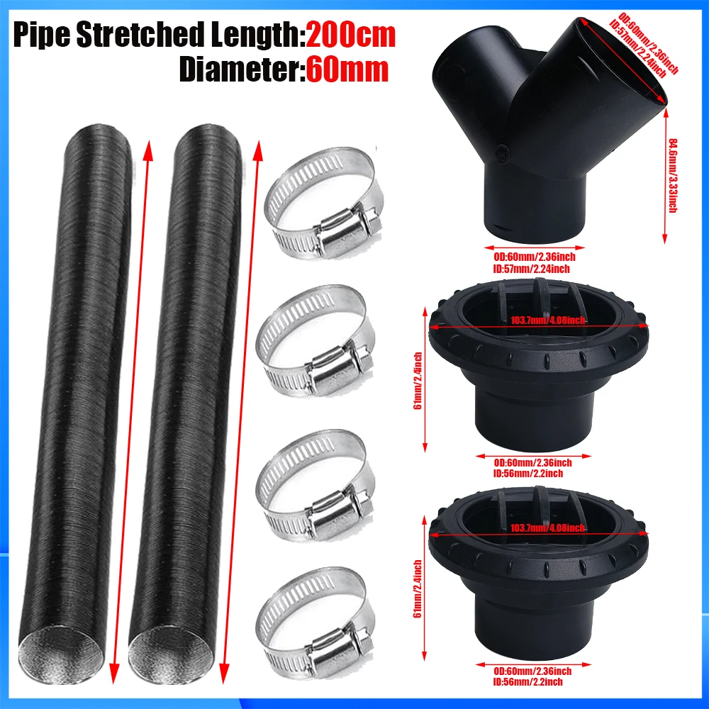 60mm Car Diesel Parking Heater with 2x Air Outlet Vent T/Y Connector Duct Pipe And 2x Clamps Compatible with Webasto Eberspacher
60mm Car Diesel Parking Heater with 2x Air Outlet Vent T/Y Connector Duct Pipe And 2x Clamps Compatible with Webasto Eberspacher