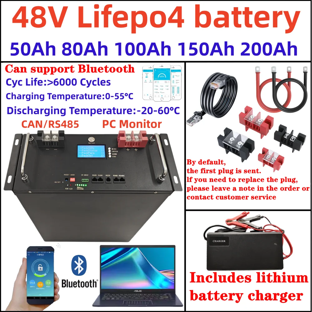 48V 50Ah 100AH 120Ah 150Ah 200Ah Lifepo4 Lithium Battery Bluetooth BMS For Solar System Hybrid Inverter 2000W 5000W 10KW
48V 50Ah 100AH 120Ah 150Ah 200Ah Lifepo4 Lithium Battery Bluetooth BMS For Solar System Hybrid Inverter 2000W 5000W 10KW