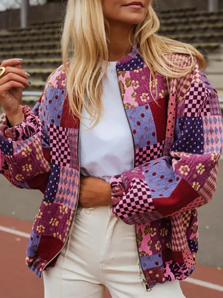 Зимнее повседневное женское пальто с карманами, осеннее элегантное короткое пальто с круглым вырезом и длинными рукавами, модная бейсбольная куртка на молнии с принтом 
Зимнее повседневное женское пальто с карманами, осеннее элегантное короткое пальто с круглым вырезом и длинными рукавами, модная бейсбольная куртка на молнии с принтом