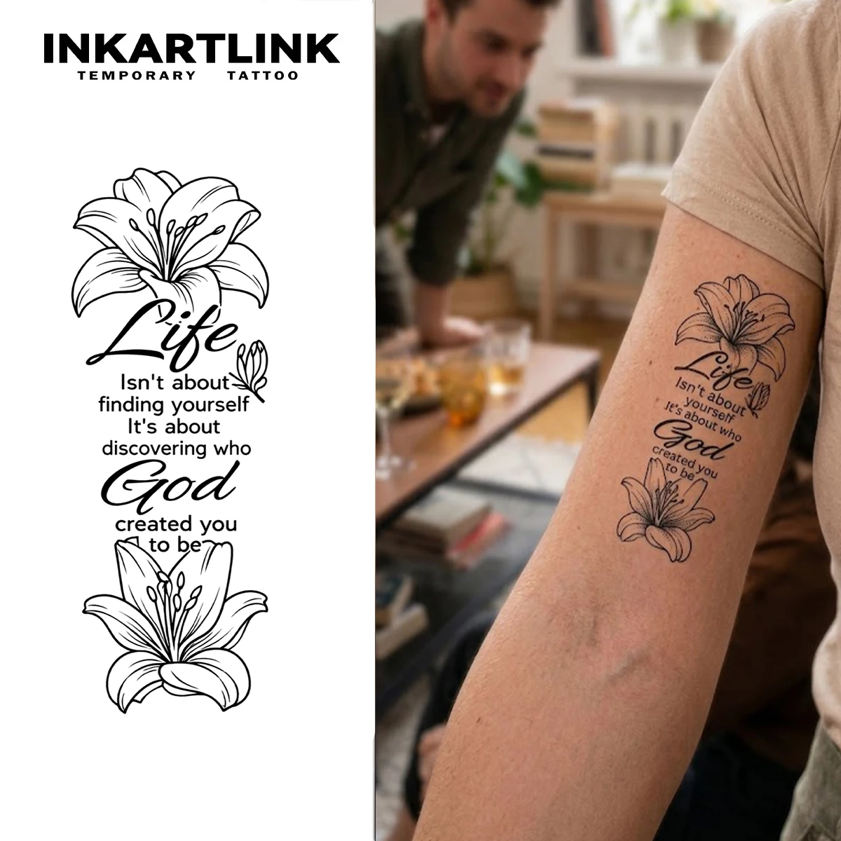 INKARTLINK Lily Quote Juice Tattoo Patch Waterproof, Continuous Color Rendering for 1-2 Weeks, Essential for Trendy People
INKARTLINK Lily Quote Juice Tattoo Patch Waterproof, Continuous Color Rendering for 1-2 Weeks, Essential for Trendy People