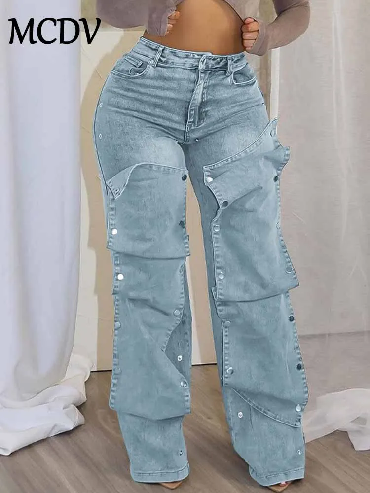 MCDV Fashion Detachable Button Straight Jeans Women 2025 American High Waist Loose Denim Wide Leg Pants Y2K Street Cargo Trouser
MCDV Fashion Detachable Button Straight Jeans Women 2025 American High Waist Loose Denim Wide Leg Pants Y2K Street Cargo Trouser