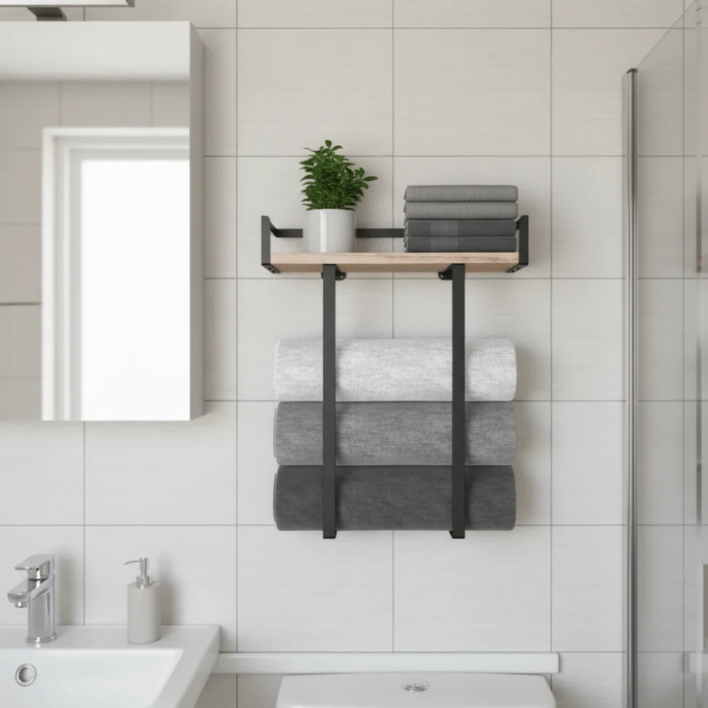 Wood and Iron Bathroom Shelf Rectangle Shape Space Saving Shower Shelf Large Capacity Rust Proof Wall Mounted Shelf
Wood and Iron Bathroom Shelf Rectangle Shape Space Saving Shower Shelf Large Capacity Rust Proof Wall Mounted Shelf