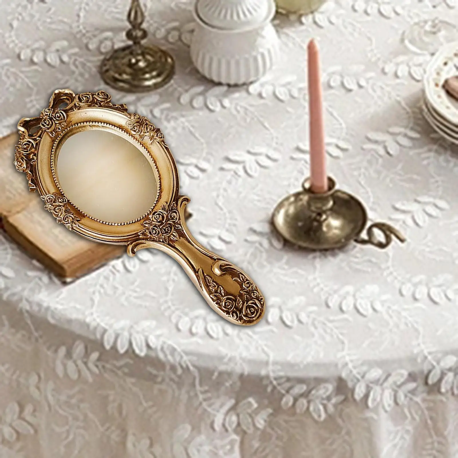Vintage Handheld Mirror Princess Compact Vanity Mirror for Home Travel Women
Vintage Handheld Mirror Princess Compact Vanity Mirror for Home Travel Women