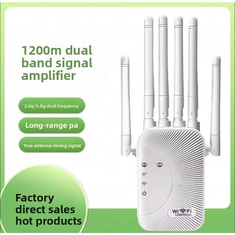 1200Mbps Dual Band 5G WiFi Booster 6 Antennas Signal Amplifier 300Mbps Repeater for Home Network Extender
1200Mbps Dual Band 5G WiFi Booster 6 Antennas Signal Amplifier 300Mbps Repeater for Home Network Extender