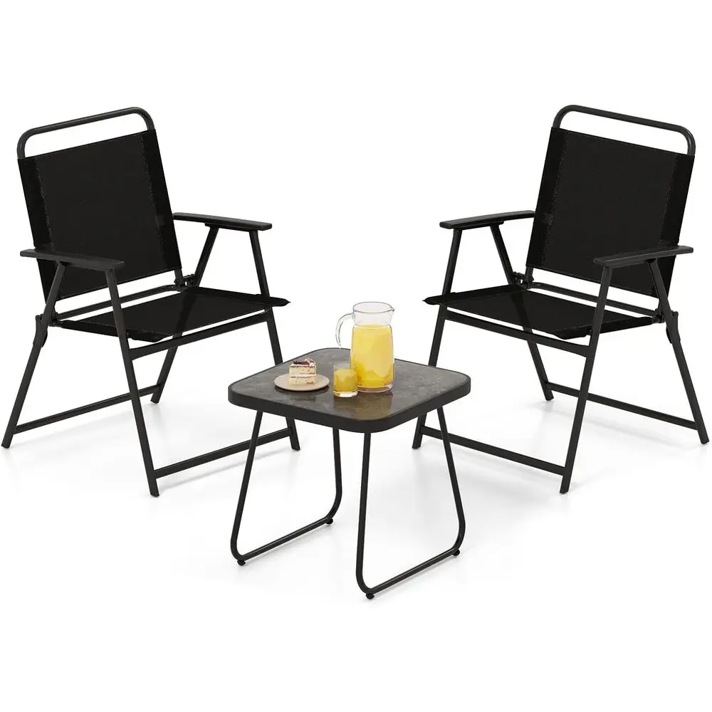 3-Piece Outdoor Patio Bistro Set with Fabric Chairs and Side Table for Balcony, Garden, or Poolside
3-Piece Outdoor Patio Bistro Set with Fabric Chairs and Side Table for Balcony, Garden, or Poolside