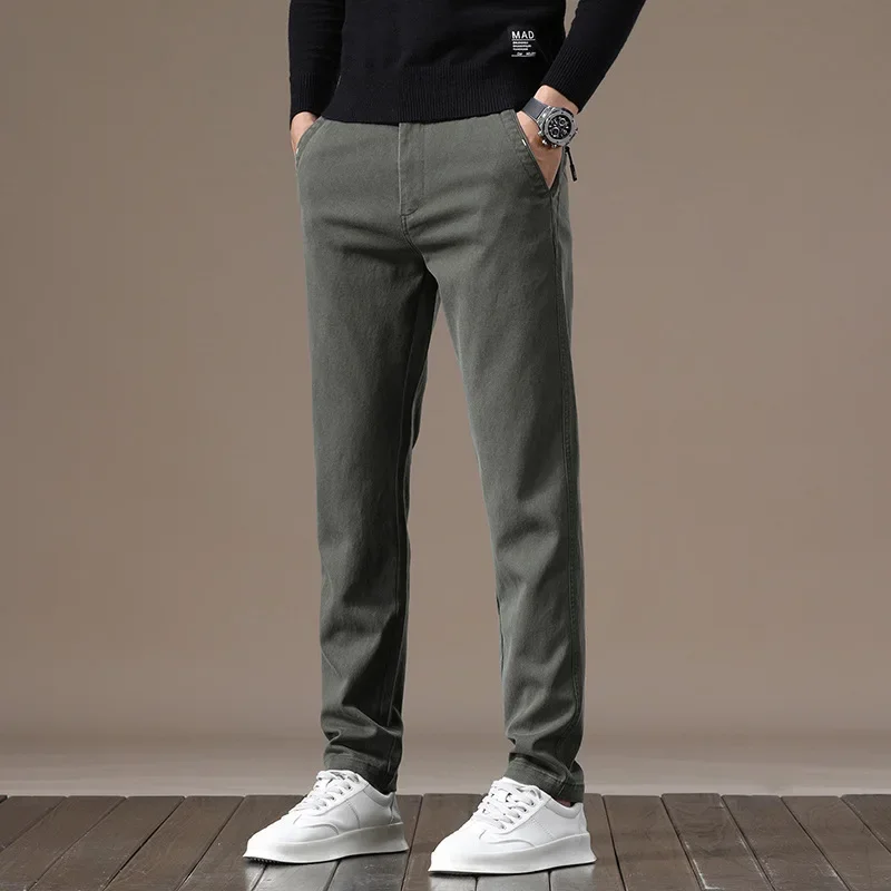 Мужские брюки с высокой эластичной резинкой на талии, длинные брюки, облегающие повседневные однотонные прямые брюки с карманами, осень-зима, новинка 2023 г.
Мужские брюки с высокой эластичной резинкой на талии, длинные брюки, облегающие повседневные однотонные прямые брюки с карманами, осень-зима, новинка 2023 г.