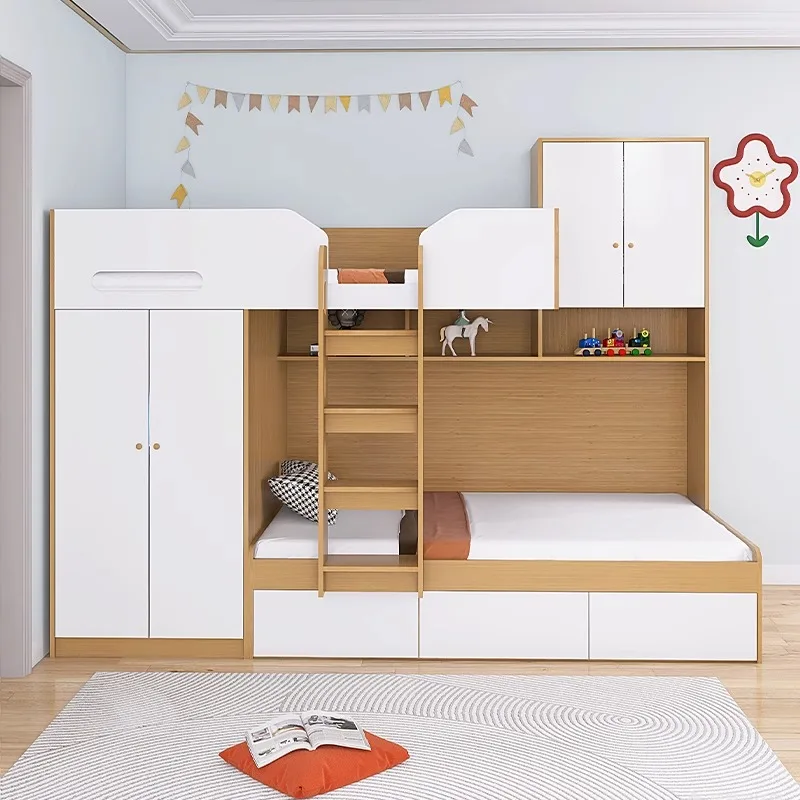 Staggered upper and lower beds Double layer with desk Wardrobe High and low small apartment children's bed Solid wood customizat
Staggered upper and lower beds Double layer with desk Wardrobe High and low small apartment children's bed Solid wood customizat