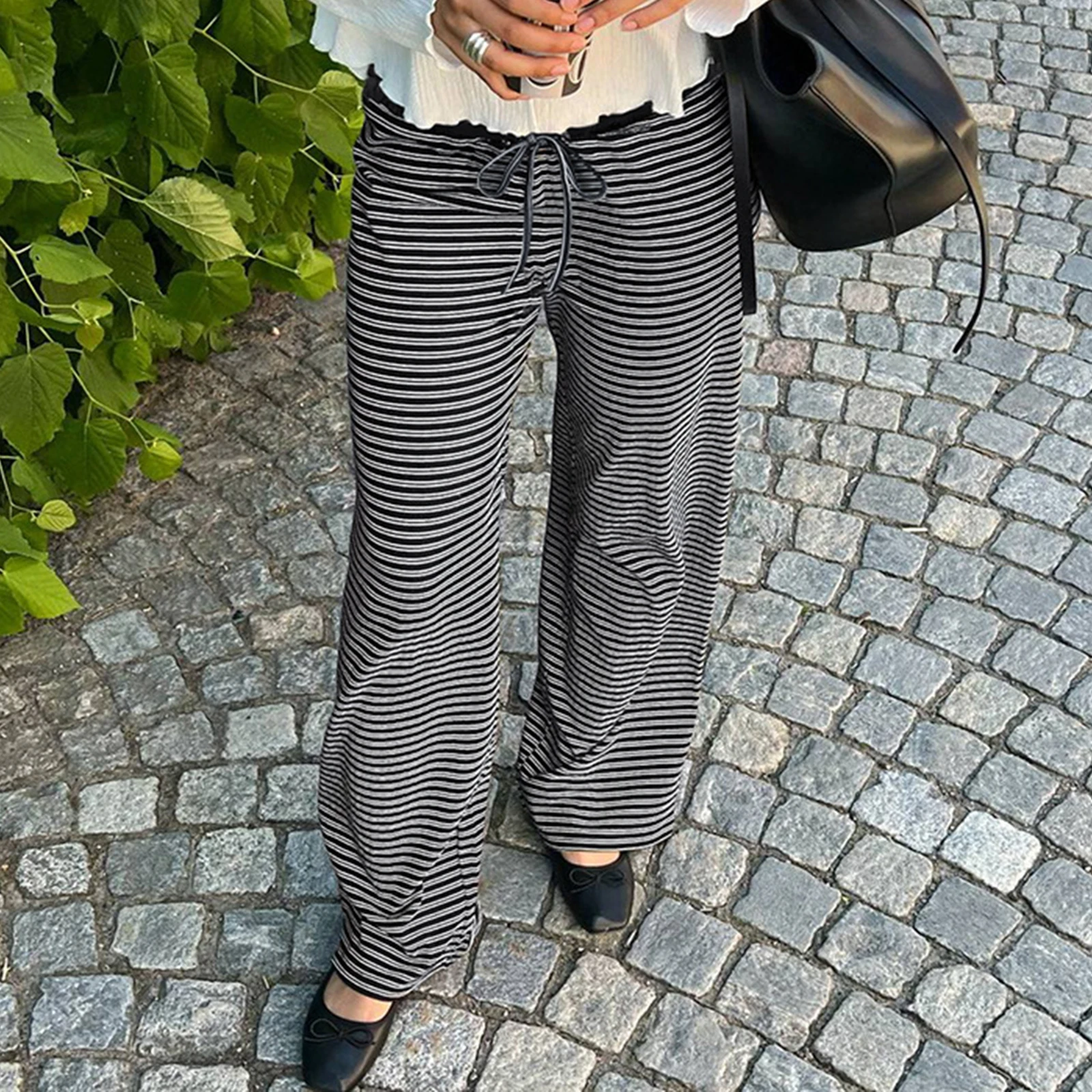 Casual Women's Stripe Print Knit Pants Fashion Elastic Drawstring Waist Loose Straight Leg Trousers Streetwear
Casual Women's Stripe Print Knit Pants Fashion Elastic Drawstring Waist Loose Straight Leg Trousers Streetwear