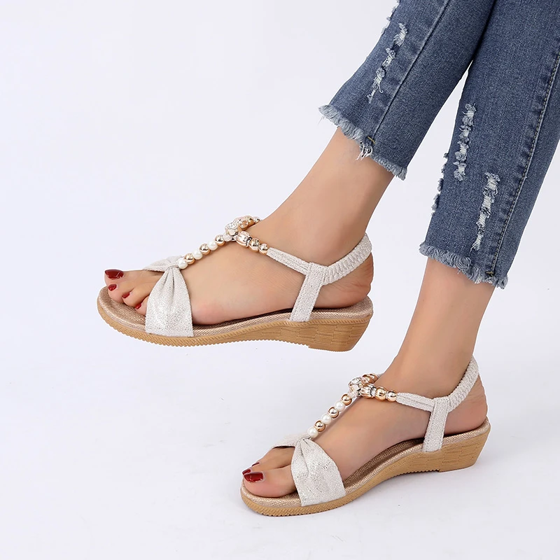Summer Women Sandals Soft Comfortable Wedge Shoes Ladies Roman Shoes Flat Pearl Sandals Comfortable String Bead Slippers Sandals
Summer Women Sandals Soft Comfortable Wedge Shoes Ladies Roman Shoes Flat Pearl Sandals Comfortable String Bead Slippers Sandals