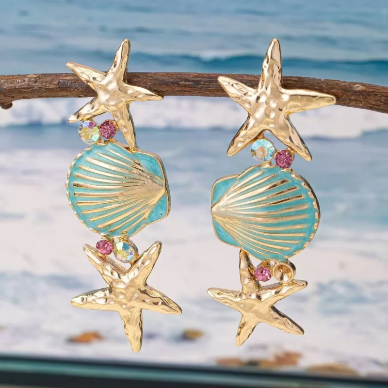 Fashion Starfish Shell Alloy Earrings Elegant Women Daily Party Accessory Unique Drop Oil Sea Shell Jewelry
Fashion Starfish Shell Alloy Earrings Elegant Women Daily Party Accessory Unique Drop Oil Sea Shell Jewelry