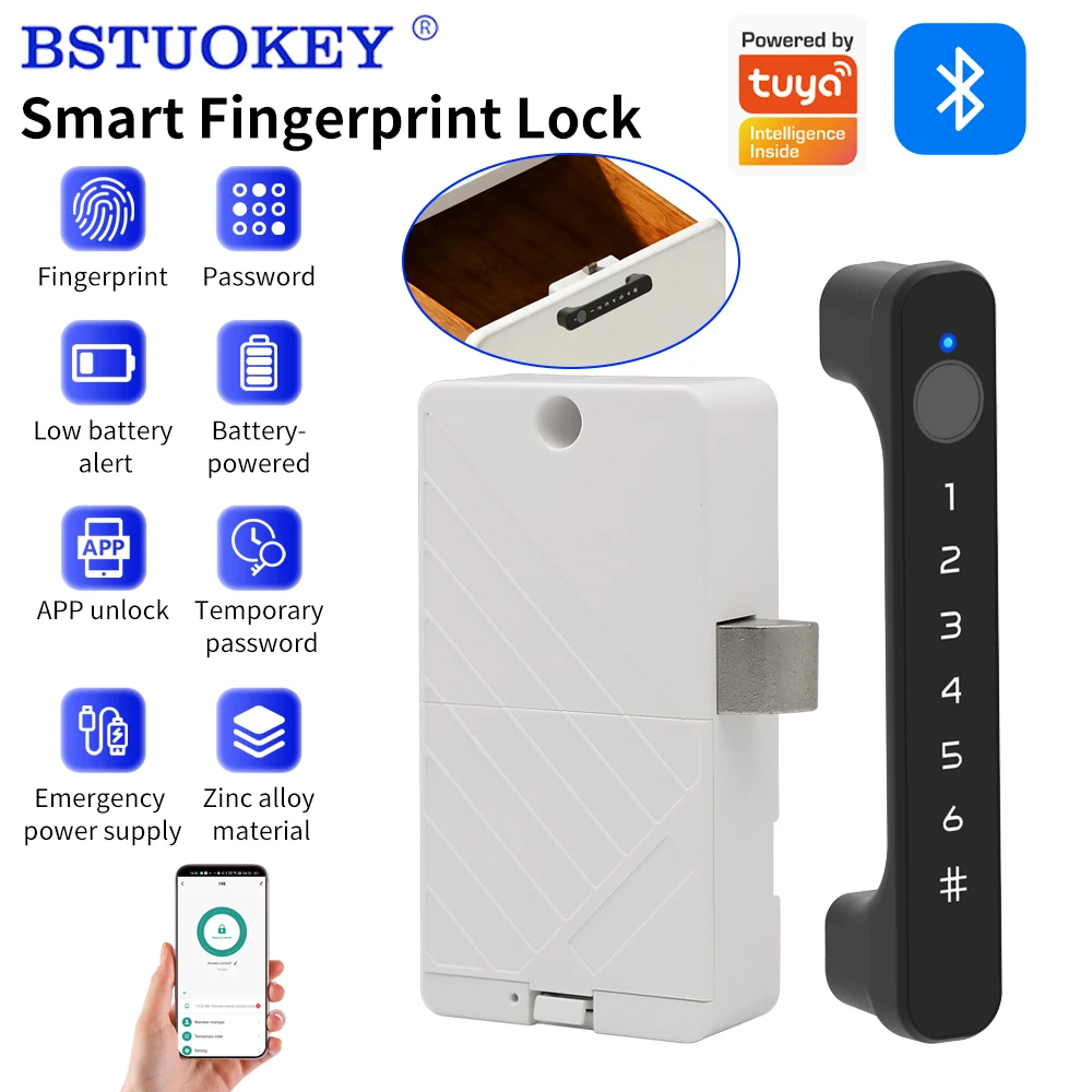 Supports TuyaApp Smart Padlock Bluetooth Fingerprint Password Cabinet Lock Remote Temporary Code Drawer Wardrobe Locker LockWith
Supports TuyaApp Smart Padlock Bluetooth Fingerprint Password Cabinet Lock Remote Temporary Code Drawer Wardrobe Locker LockWith