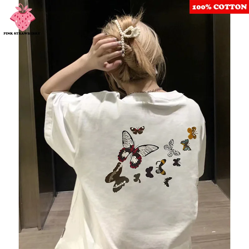 American Style Retro Butterfly Print T-shirt Women Summer 2025 New 100% Cotton Short sleeve Loose Casual Y2k Top Female Clothing
American Style Retro Butterfly Print T-shirt Women Summer 2025 New 100% Cotton Short sleeve Loose Casual Y2k Top Female Clothing