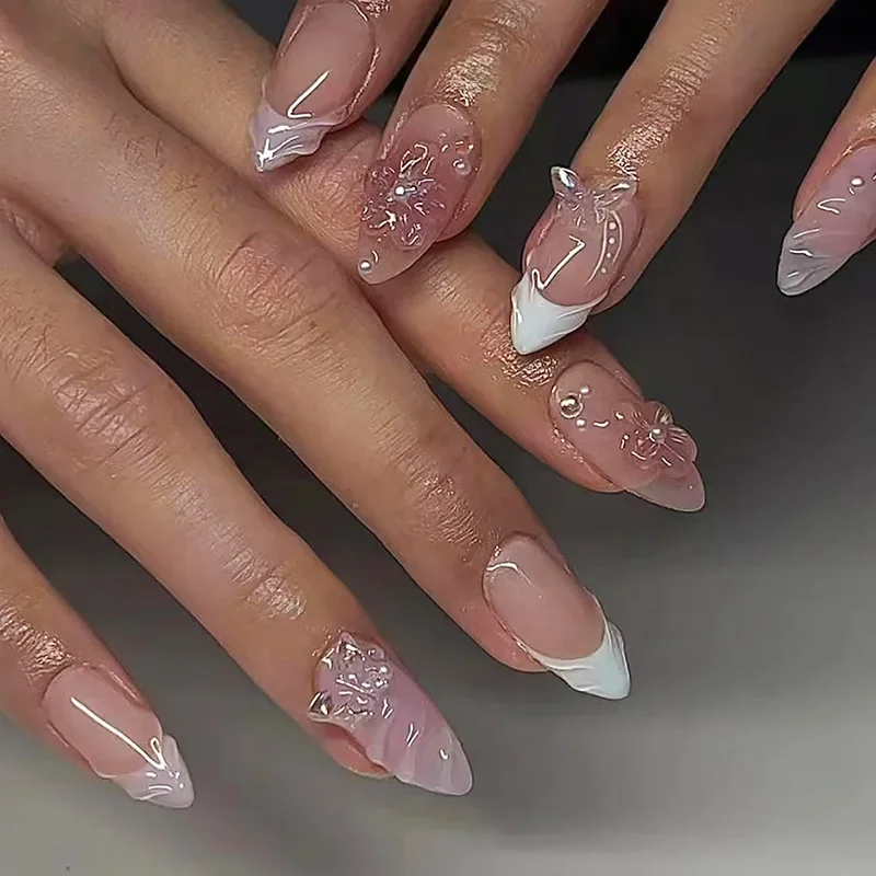 24Pcs French Almond White Pink Gradient Reusable Nail Tips Art Summer Sweet Butterfly Flower Design Wearable Full Cover Press On
24Pcs French Almond White Pink Gradient Reusable Nail Tips Art Summer Sweet Butterfly Flower Design Wearable Full Cover Press On