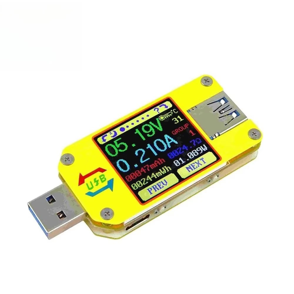 USB 3.0 UM34 Type-C Color LED Display DC Voltmeter Ammeter Voltage Current Muitimeter Cable Resistance Power Bank USB Meter
USB 3.0 UM34 Type-C Color LED Display DC Voltmeter Ammeter Voltage Current Muitimeter Cable Resistance Power Bank USB Meter