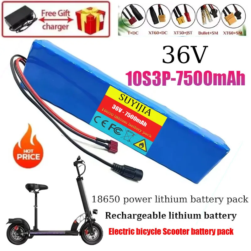 New 10S3P 36V Rechargeable Lithium Battery Pack 18650 Actual Capacity 7500mAh 1000W Suitable for Electric Bicycles Scooters
New 10S3P 36V Rechargeable Lithium Battery Pack 18650 Actual Capacity 7500mAh 1000W Suitable for Electric Bicycles Scooters