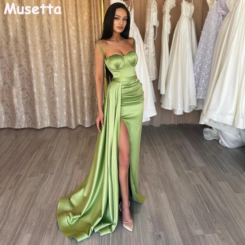 Musetta Avocado Green Formal Evening Dresses Sweetheart Spaghetti Strap Prom Dress High Side Split Special Celebrity Party Gowns
Musetta Avocado Green Formal Evening Dresses Sweetheart Spaghetti Strap Prom Dress High Side Split Special Celebrity Party Gowns
