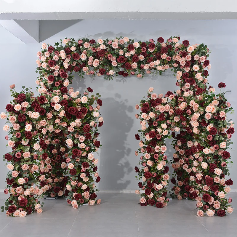 Pink arches floral arrangement, wedding decoration in the exhibition hall
Pink arches floral arrangement, wedding decoration in the exhibition hall