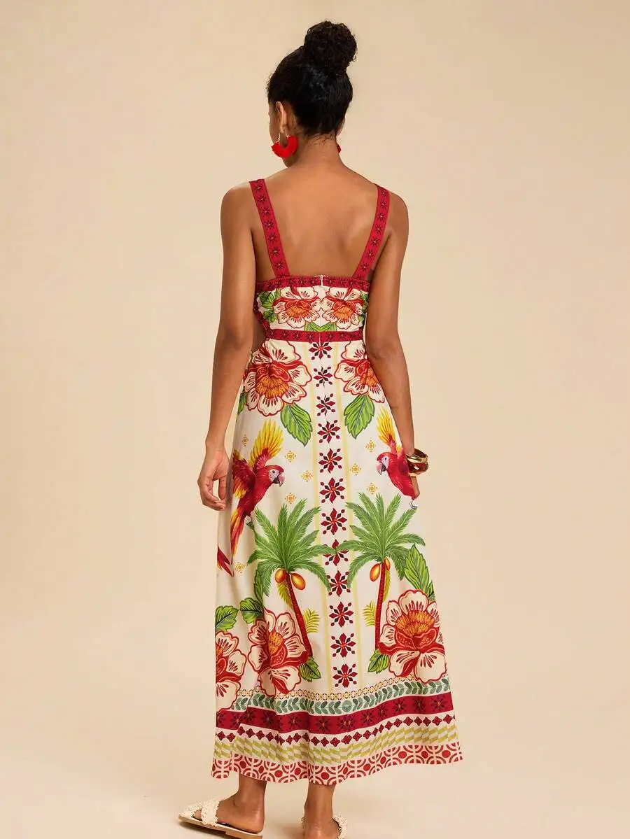 Womens Bohemian Floral Parrot Print Camisole Maxi Dress
Womens Bohemian Floral Parrot Print Camisole Maxi Dress