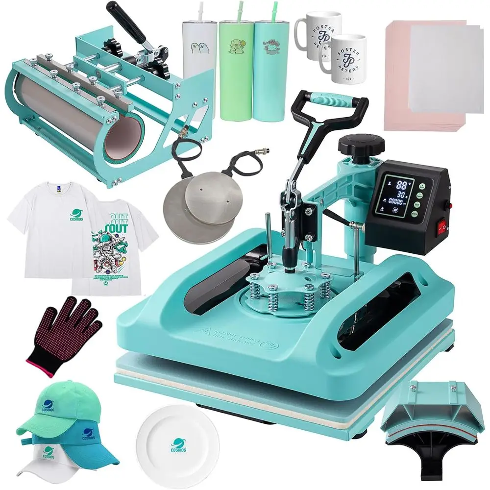 5 in 1 Heat Pr,15x15 Inch Heat Prhine with 30 OZ Tumbler Attachment, Proional Sublimation hine or T-Shirts, Hats, Tumblers Glass
5 in 1 Heat Pr,15x15 Inch Heat Prhine with 30 OZ Tumbler Attachment, Proional Sublimation hine or T-Shirts, Hats, Tumblers Glass