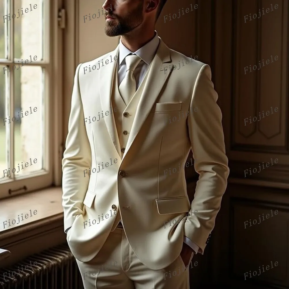 New Beige Men Suit Business Tuxedos Formal Occasion Groom Groomsman Wedding Party Prom Male 3 Piece Set Blazer Vest Pants C01
New Beige Men Suit Business Tuxedos Formal Occasion Groom Groomsman Wedding Party Prom Male 3 Piece Set Blazer Vest Pants C01