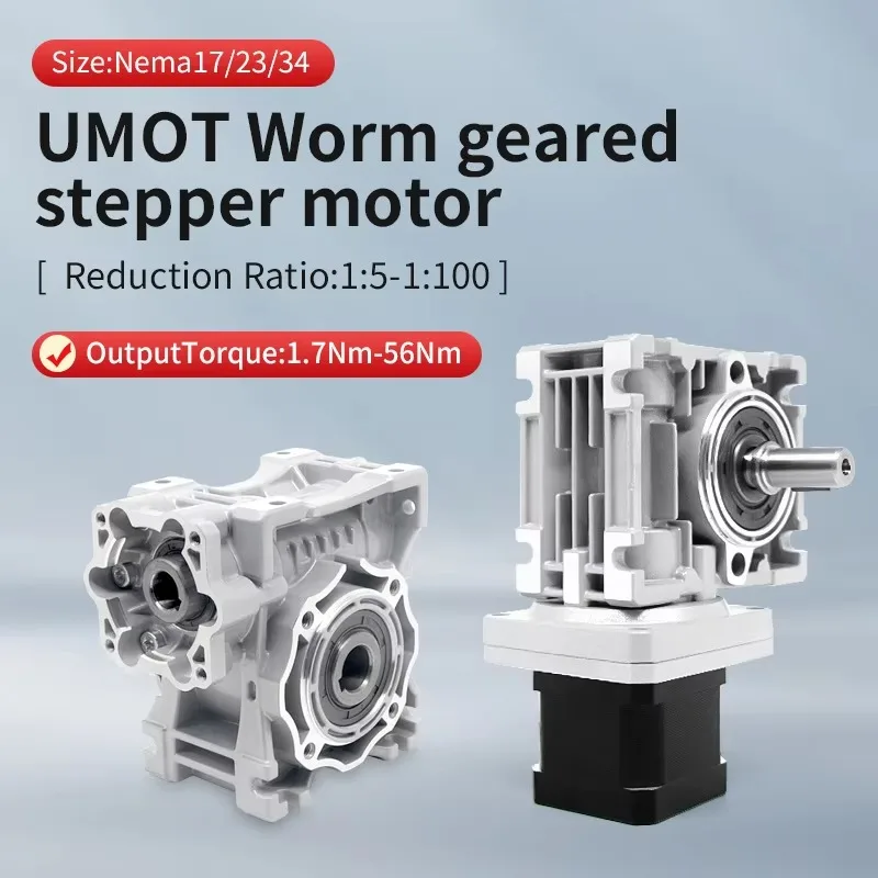 UMOT Nema17/Nema23/Nema34 Heavy 1.7nm-56nm Dc Worm Gear Stepper Motor With Worm Gearbox Hole/Single Axis/Double Axis Output
UMOT Nema17/Nema23/Nema34 Heavy 1.7nm-56nm Dc Worm Gear Stepper Motor With Worm Gearbox Hole/Single Axis/Double Axis Output