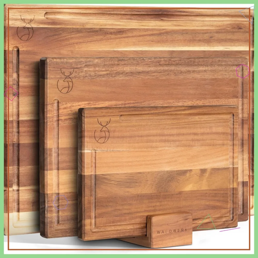 Solid Acacia Wood Cutting Board Set (15.75x12/13x9.5/10x7 in, 0.8 in Thick) for Kitchen - Wooden Chopping Boards
Solid Acacia Wood Cutting Board Set (15.75x12/13x9.5/10x7 in, 0.8 in Thick) for Kitchen - Wooden Chopping Boards
