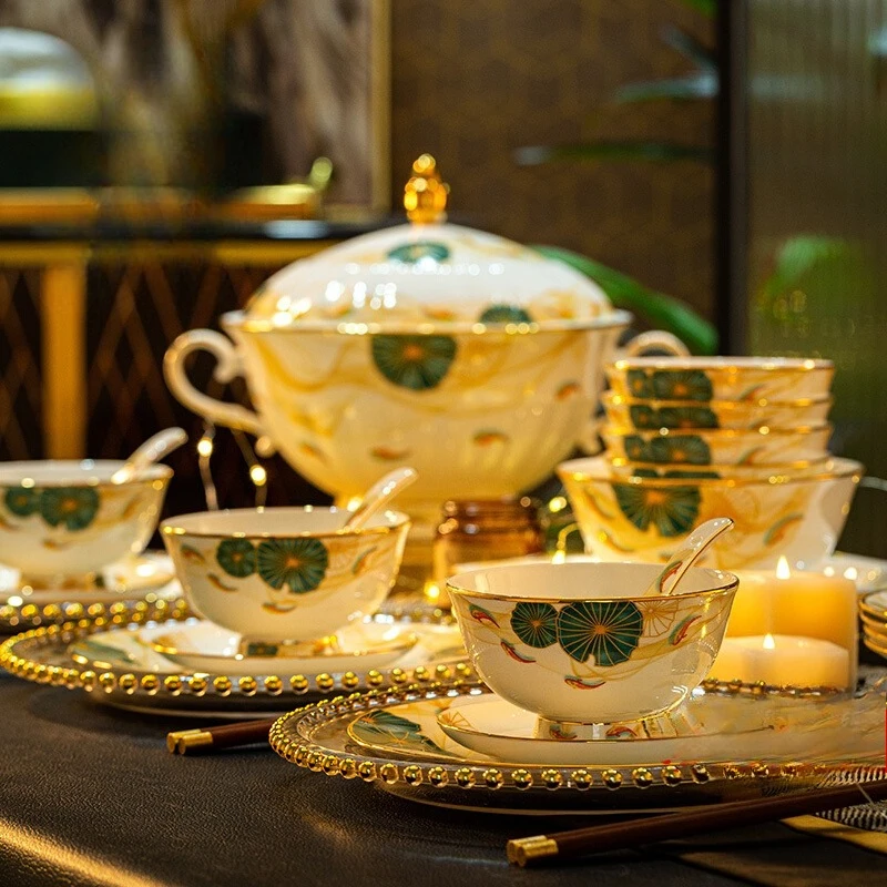 Luxury Chinese-style Bone China Tableware Set High-end Chinese Bowls Plates Dishes From Jingdezhen Ideal Housewarming Gifts Home
Luxury Chinese-style Bone China Tableware Set High-end Chinese Bowls Plates Dishes From Jingdezhen Ideal Housewarming Gifts Home