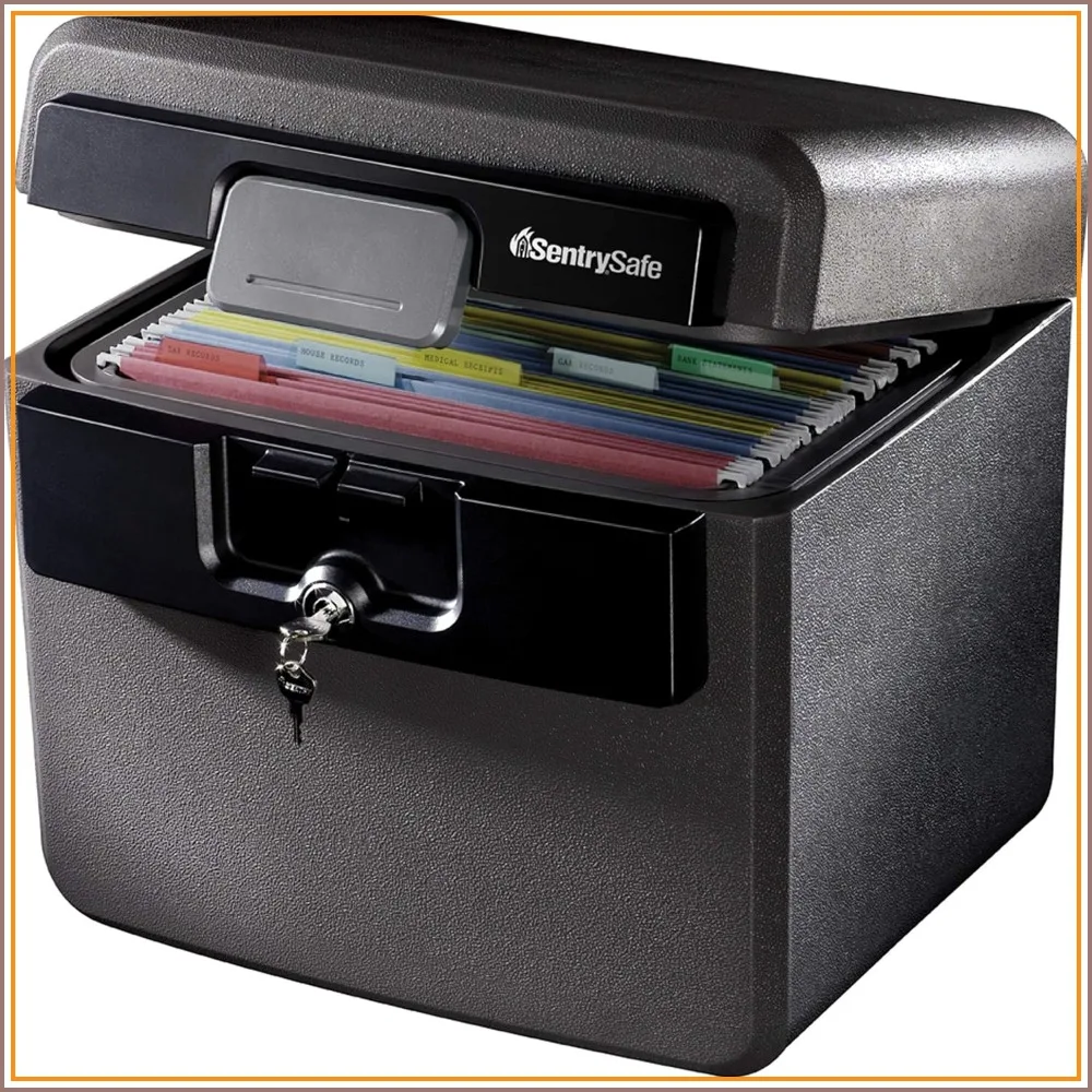 Fireproof & Waterproof Document Safe Box, Key Lock, 14.3x15.5x13.5in