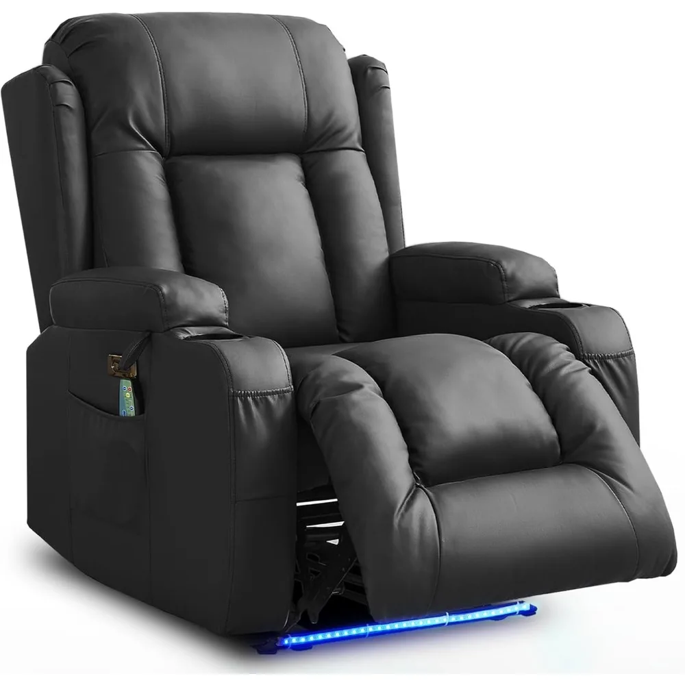 Power Recliner Chair for Adults, Recliner Sofa Home Theater Seating with Vibration Massage & Heat, LED Ambient Light, Cup Holder
Power Recliner Chair for Adults, Recliner Sofa Home Theater Seating with Vibration Massage & Heat, LED Ambient Light, Cup Holder