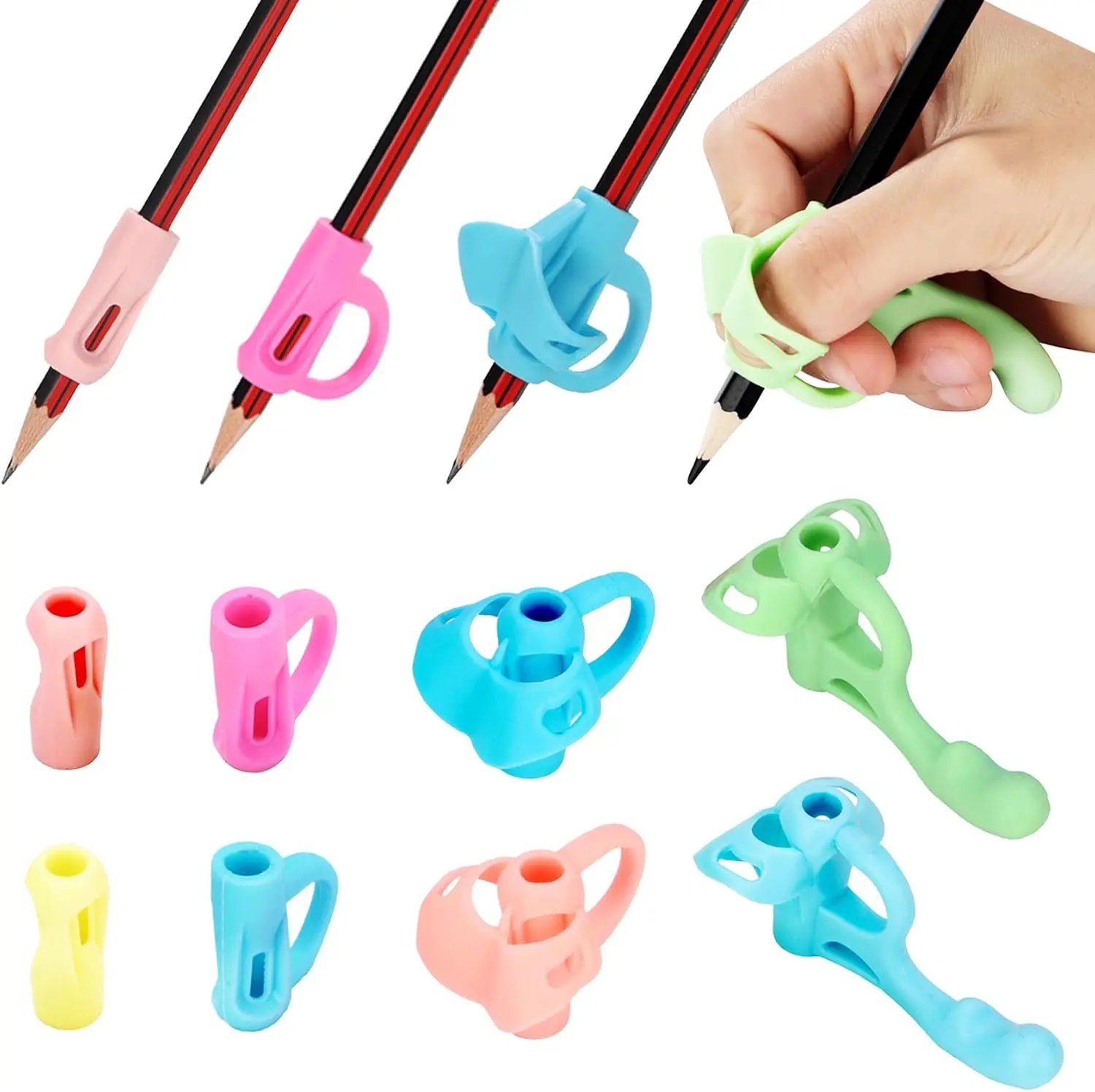 4-Stage Pencil Grips for Kids Writing Posture Correction, 8 Pack Pencil Holder for Toddlers Writing Aid Tools, Assorted Colors
4-Stage Pencil Grips for Kids Writing Posture Correction, 8 Pack Pencil Holder for Toddlers Writing Aid Tools, Assorted Colors