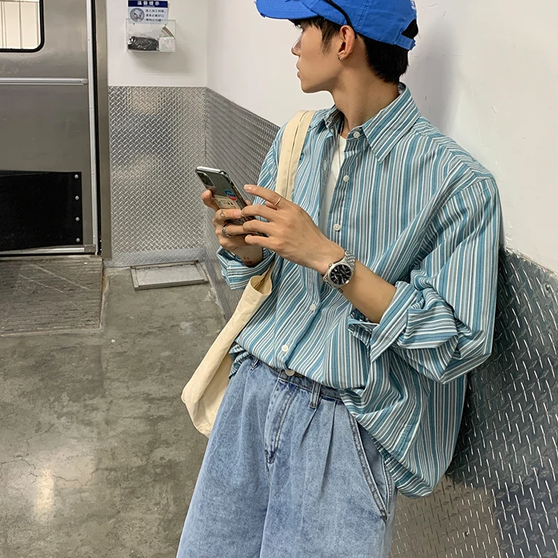Fashion Lapel Button All-match Striped Shirts Men's Clothing 2023 Autumn New Loose Casual Tops Long Sleeve Korean Blouses P91
Fashion Lapel Button All-match Striped Shirts Men's Clothing 2023 Autumn New Loose Casual Tops Long Sleeve Korean Blouses P91