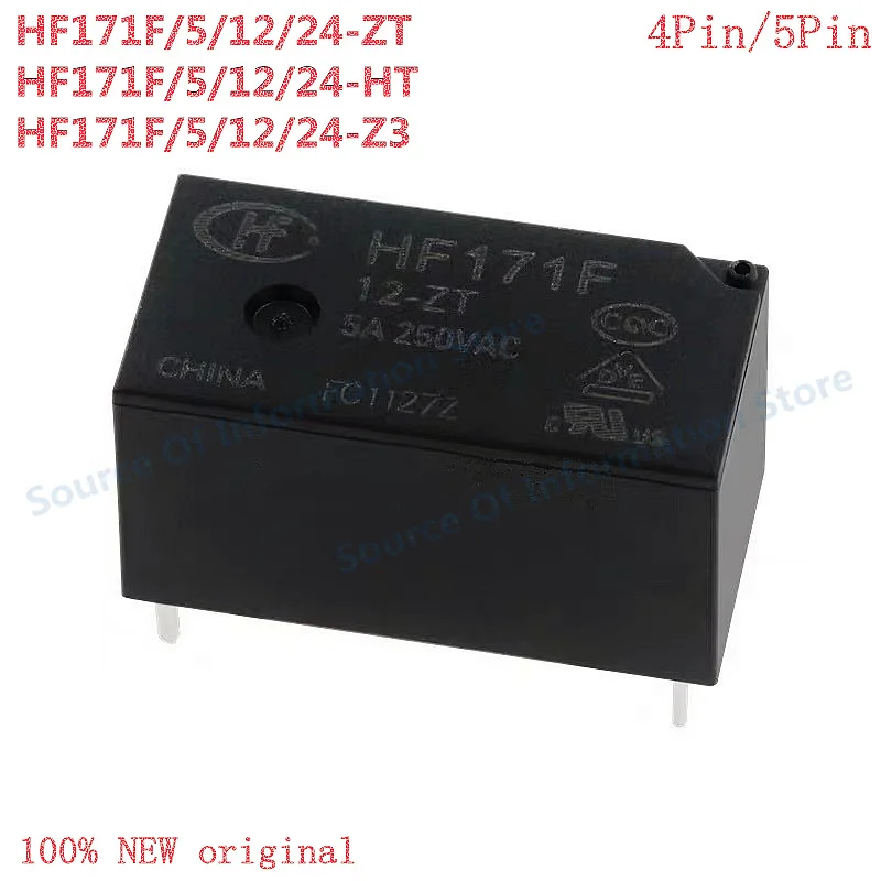 5Pcs HF171F-5/12/24-HT -ZT -Z3 Power Relay 5V 12V 24VDC 4Pin/5Pin 6A 
5Pcs HF171F-5/12/24-HT -ZT -Z3 Power Relay 5V 12V 24VDC 4Pin/5Pin 6A