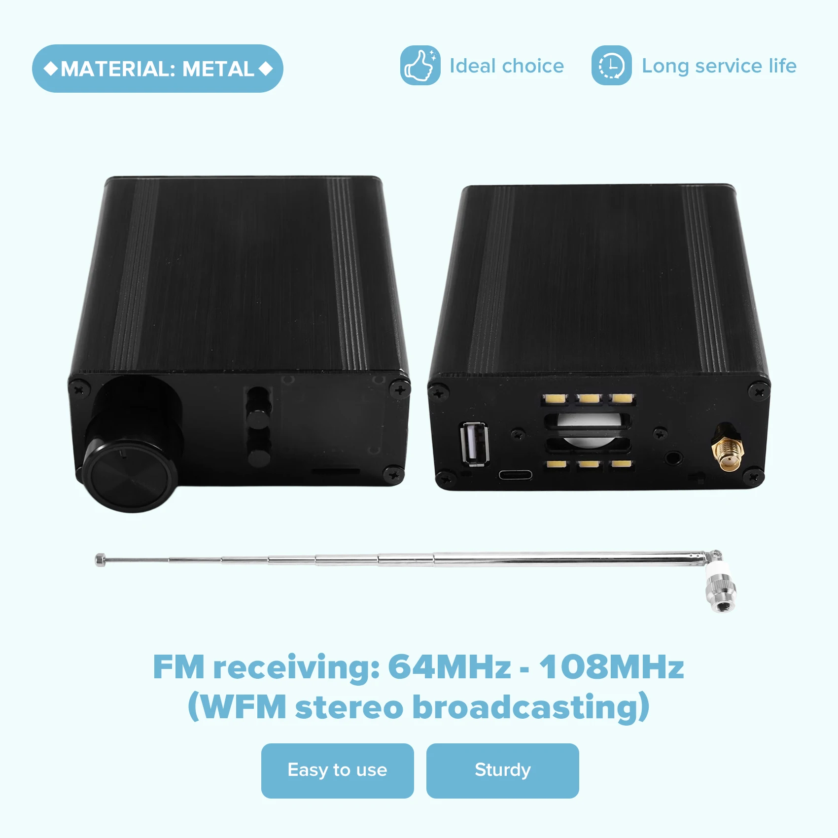 ABZW High Performance Wireless Digital Audio Terminal K3 150Khz-1300Mhz Aviation Full Band Receiver Black Metal Shell
ABZW High Performance Wireless Digital Audio Terminal K3 150Khz-1300Mhz Aviation Full Band Receiver Black Metal Shell