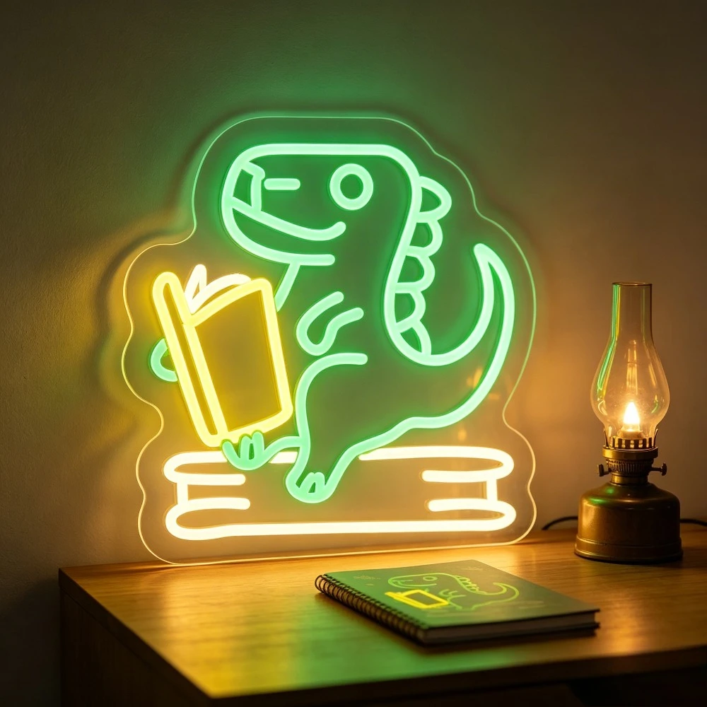 Dinosaur Reading Neon Sign LED Night Light USB Kids Room Decor Bedroom Study Area Book Lover Gift Aesthetic Wall Art Reusable
Dinosaur Reading Neon Sign LED Night Light USB Kids Room Decor Bedroom Study Area Book Lover Gift Aesthetic Wall Art Reusable