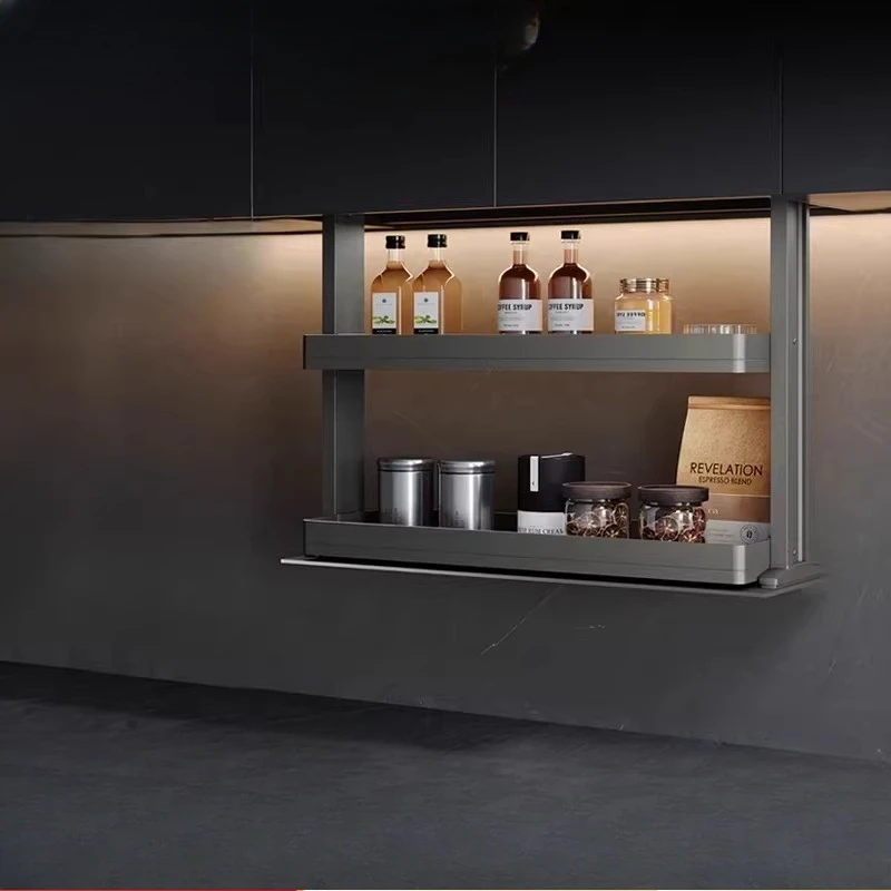 Phantom Kitchen Cabinet Intelligent Electric Lifting Double-layer Buffer Hanging Cabinet Seasoning Basket Shelf
Phantom Kitchen Cabinet Intelligent Electric Lifting Double-layer Buffer Hanging Cabinet Seasoning Basket Shelf