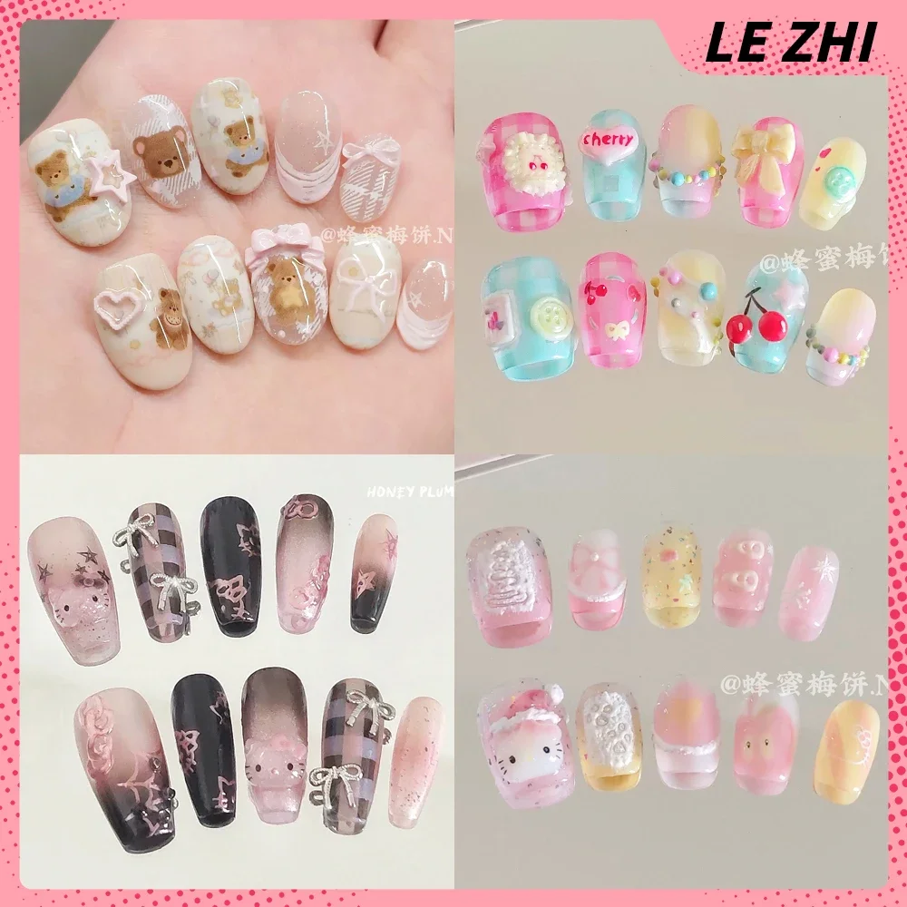 10Pcs Sweet Cute Short Square Round Handmade Press On Nails Cartoon Hello Kitty Rabbit Bowknot Flowers Pearl Removable Fake Nail
10Pcs Sweet Cute Short Square Round Handmade Press On Nails Cartoon Hello Kitty Rabbit Bowknot Flowers Pearl Removable Fake Nail